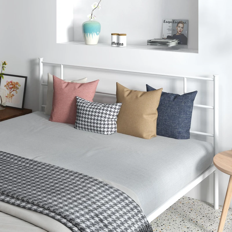 HOMCOM King Bed Frame, Metal Bed Base with Headboard and Footboard, Metal Slat Support and 31cm Underbed Storage Space