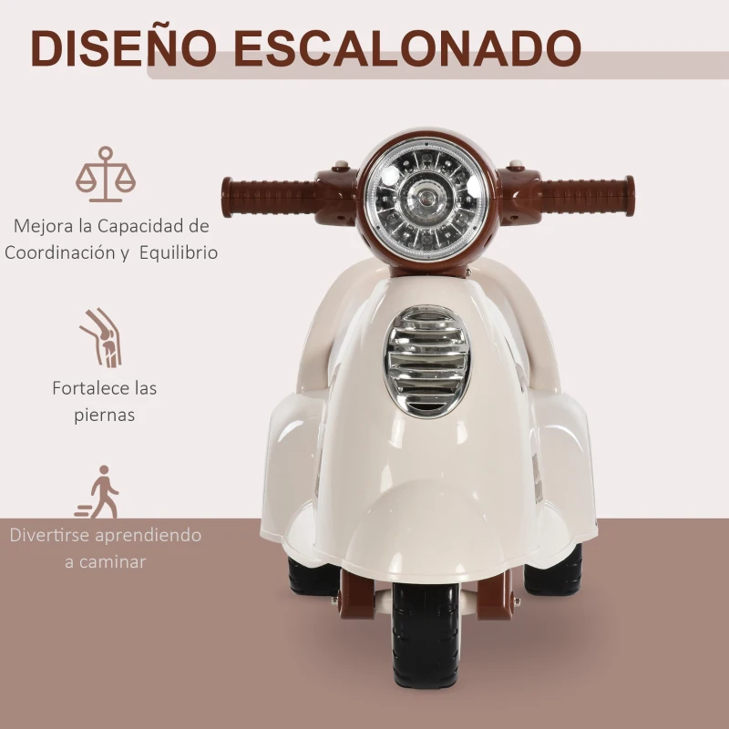 HOMCOM Coche Correpasillos para Bebés Mayores de 1 Año Andador Infantil Función de Luz Música Bocina Experiencia Realista con Espacio de Almacenaje 66x33x47,7cm Blanco