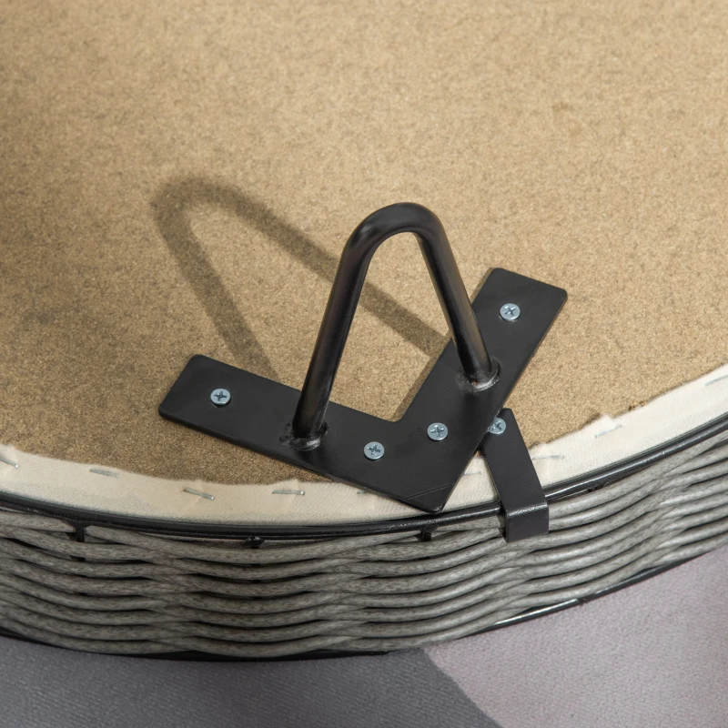 PawHut Cuccia per Cani e Gatti in Rattan PE con Cuscino in Peluche Lavabile, Φ60x32cm Grigio Scuro