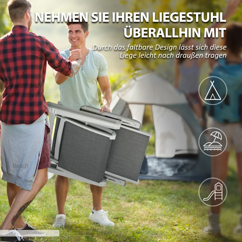 Outsunny Gartensessel Outdoor-Loungesessel Gartenliege, wetterbeständig, 62cm x 96cm x 108cm, Grau + Weiß