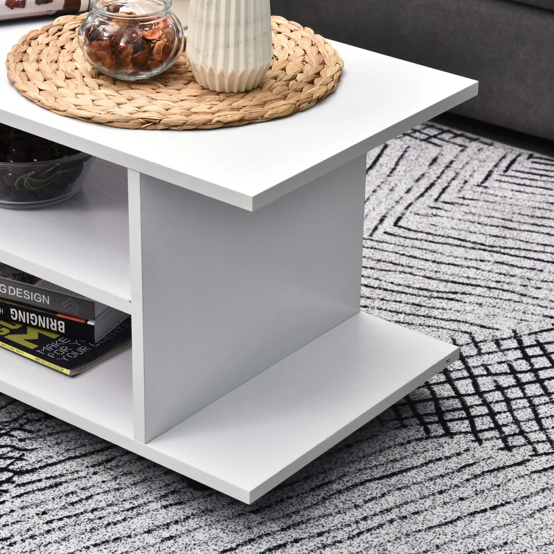 HOMCOM Mueble para Televisión Mesa para TV con Estantes y Ruedas con Bloqueo Superficie de Melamina 80x40x40 cm Blanco