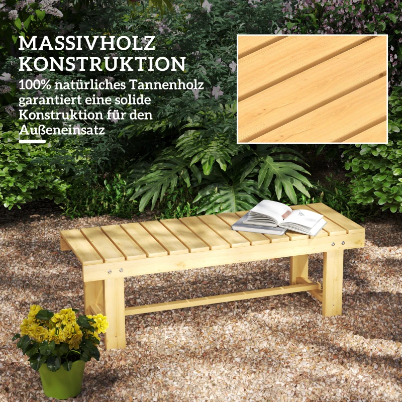 Outsunny 2-Sitzer Gartenbank Holz, wetterfest Sitzbank, Gartenmöbel mit Wasserresistente Lackierung, Parkbank 250kg belastbar, Holzbank für Balkon Terrasse, Garten, 110 x 38 x 35 cm Naturholz