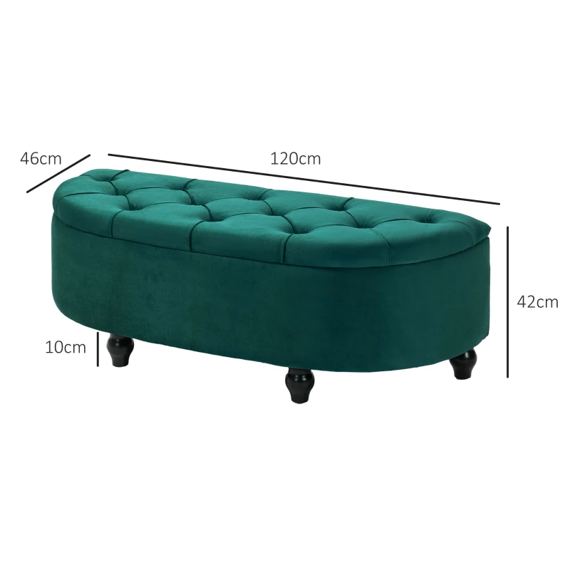 HOMCOM Hocker mit Stauraum, Sitztruhe, gepolstert, soft-close Deckel, Samtoptik, 120 x 46 x 42 cm, Dunkelgrau(m-3)