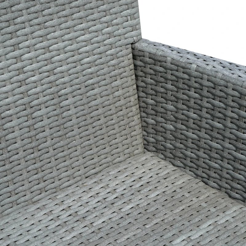 Outsunny Gartenbank Polyrattan 2-Sitzer UV-beständig Sitzbank mit Tisch Kissen Rückenlehne Gartenmöbel Parkbank bis 240kg belastbar Balkonbank für Garten Terrasse Balkon 133x63x84cm, Grau