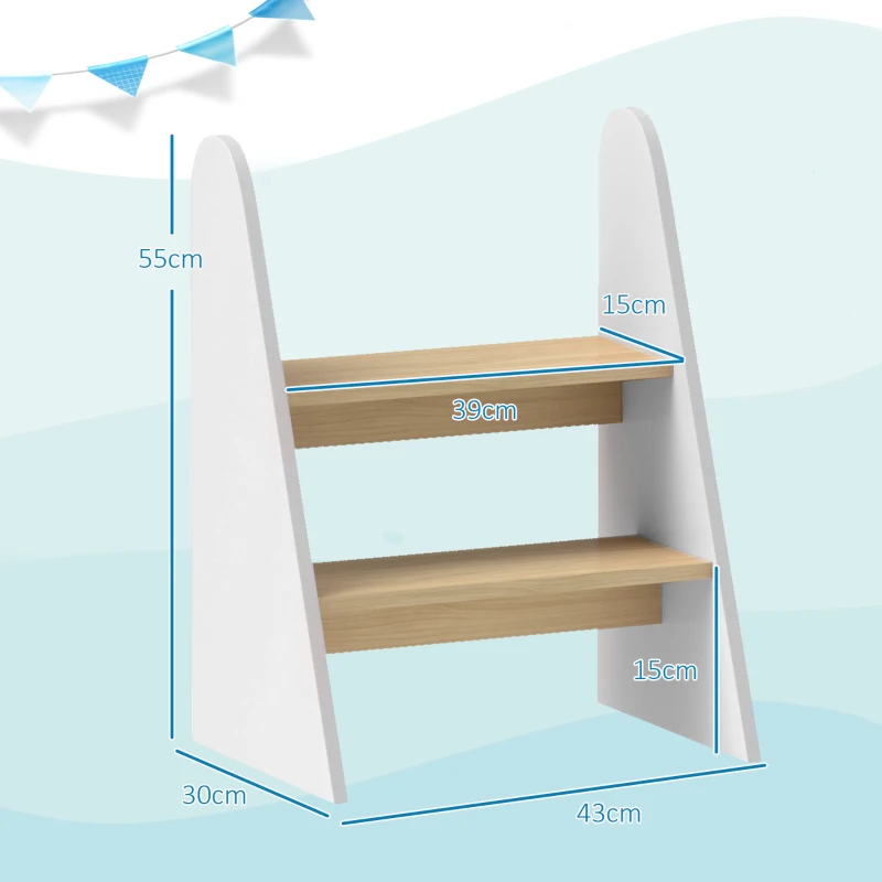 AIYAPLAY Taburete para Niños de 2 Peldaños Torre de Aprendizaje para Niños de +3 Años para Baño Cocina Librería Dormitorio Blanco