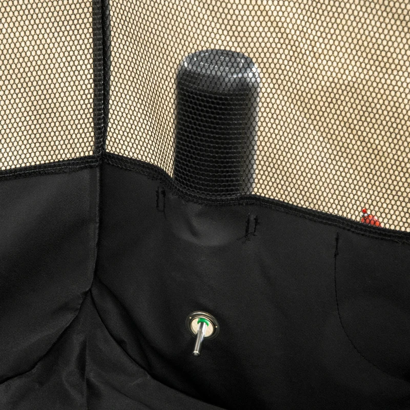 PawHut Freigehege, Welpenauslauf, klappbar, Deck- und Bodenplane, Stahlrahmen, Cremeweiß+Schwarz, 118 x 118 x 62 cm