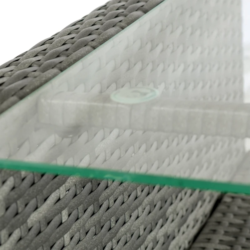 Outsunny Gartenmöbel-Set, 4-tlg., 3 Sofas, Beistelltisch, Sitzkissen, Alurahmen, PE-Rattan, Grau