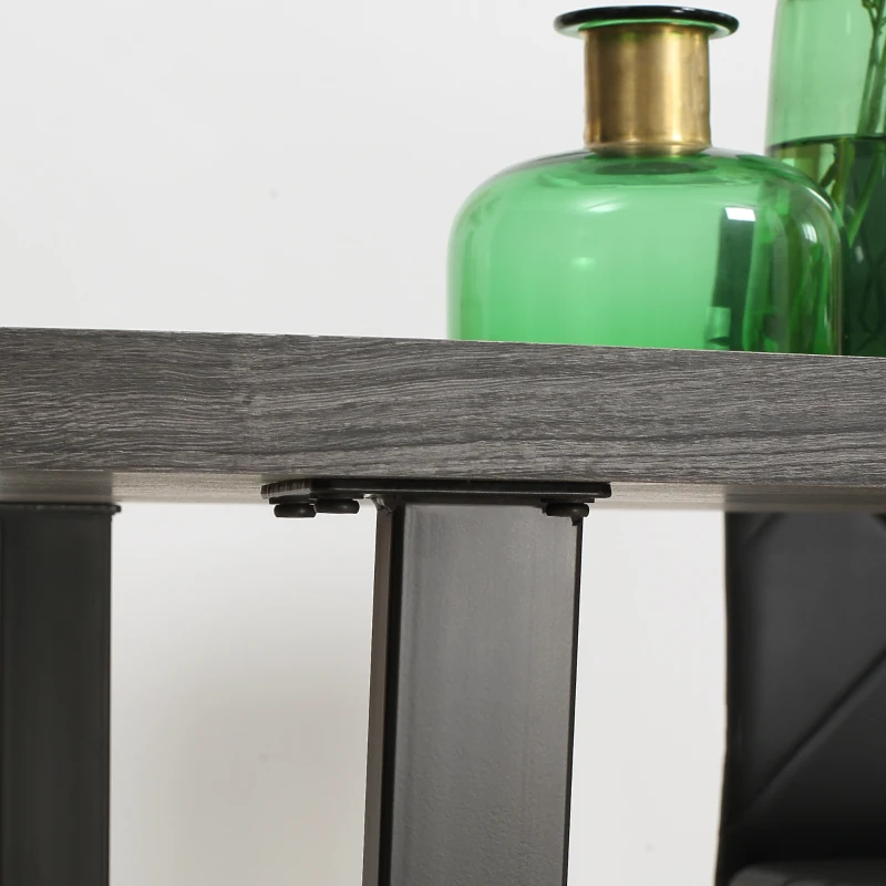 HOMCOM Mesa de Comedor Estilo Industrial con Encimera de Madera y Patas de Acero para hasta 6 Personas 160x85x75 cm Gris