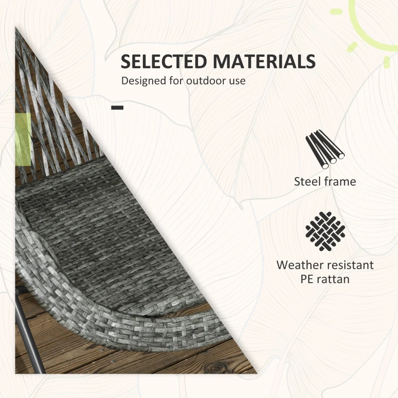 Outsunny 3 Pieces Rattan Bistro Set, Wicker Folding Garden Furniture Set with Round Coffee Table and Chairs for Outdoor, Patio, Balcony, Grey