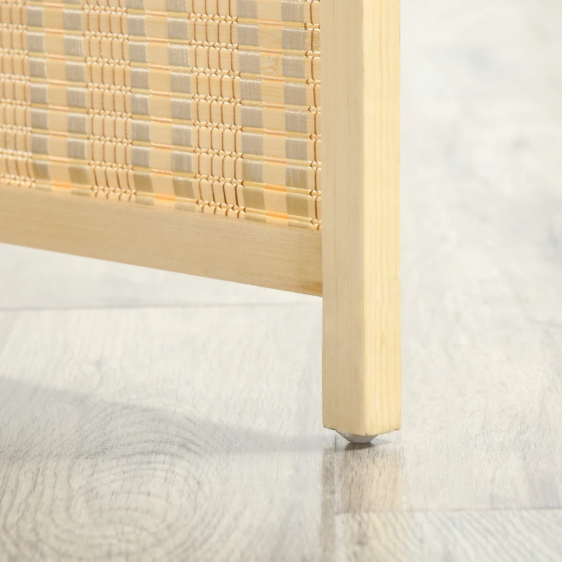 HOMCOM Paravent séparateur de pièce closion de séparation pliable 4 panneaux avec 2 étagères 180 x 180 cm naturel