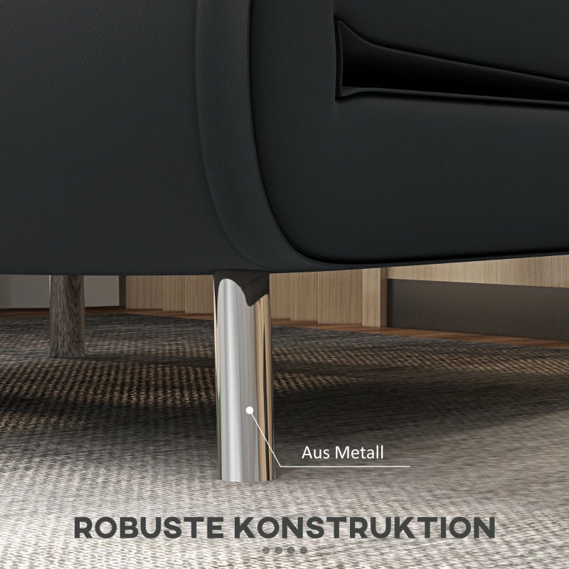 HOMCOM Liegesessel Sessel mit Liegefunktion Schlafsessel, Knopfheftung, Leinenoptik, 77 cm x 88 cm x 83 cm, Schwarz