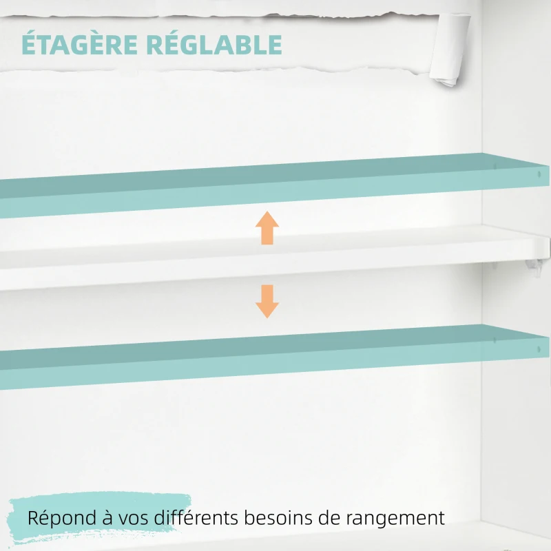 HOMCOM Bureau suspendu bureau mural avec tablette rabattable et 3 compartiments - 64 x 20 x 60 cm - blanc