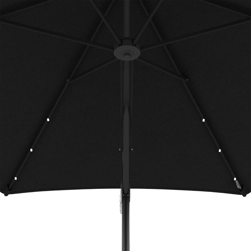 Outsunny 3(m) Solar LED Cantilever Parasol - Black