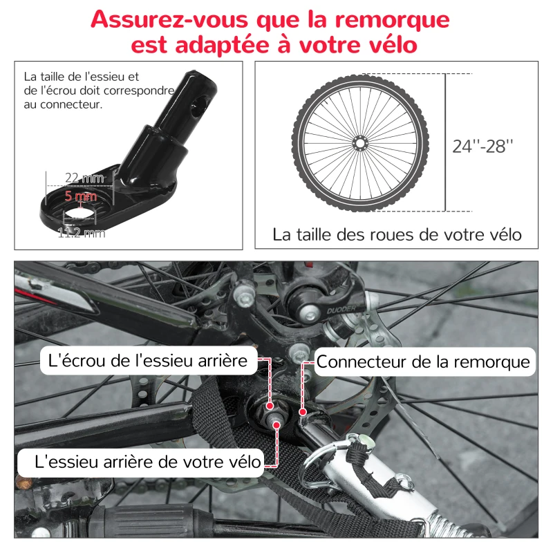 PawHut Remorque à vélo pour chien convertible jogger 2 en 1 pour animaux avec drapeau réflecteurs - rouge