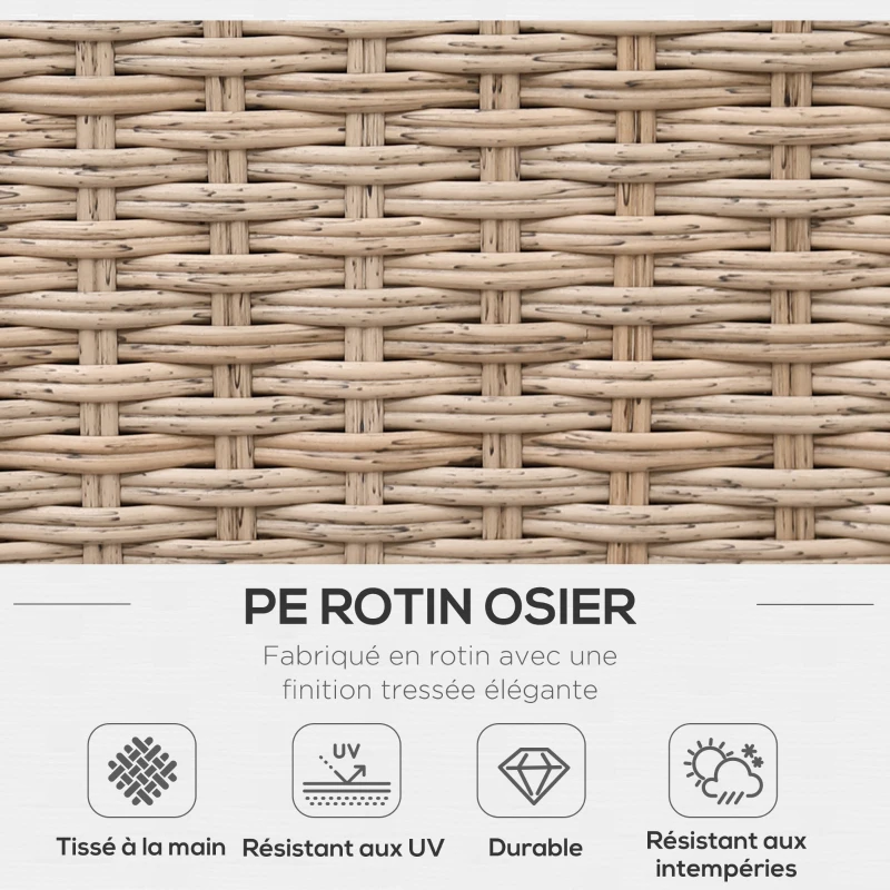 Outsunny Ensemble salon de jardin d'angle 5 places coussins épais table basse résine tressée métal