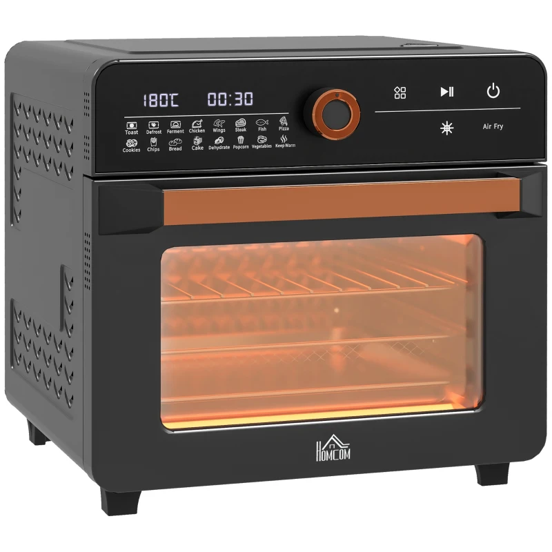 HOMCOM Minibackofen 20L, Mini Ofen, 40-220°C, 17 Modi, Timer, 36x37x34,5cm, Schwarz