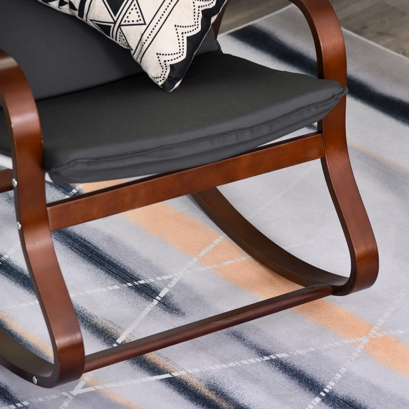 HOMCOM Rocking chair fauteuil à bascule grand confort coussin amovible coton gris bois eucalyptus