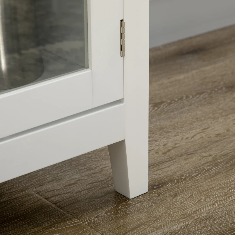 HOMCOM Aparador de Cocina con 3 Cajones Botellero y Soporte para Copas Mueble Auxiliar Estilo Moderno 120x40x87cm Blanco