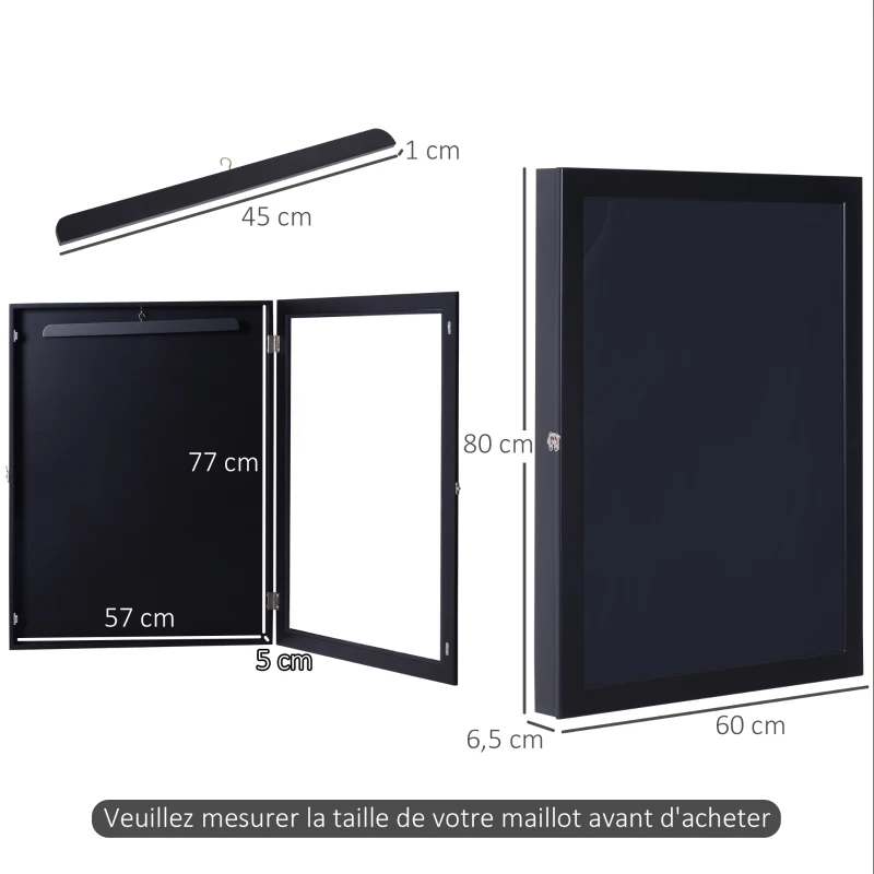 HOMCOM Frame box T-frame cadre en bois pour maillot avec cintre porte acrylique interne feutre 60L x 80H cm noir