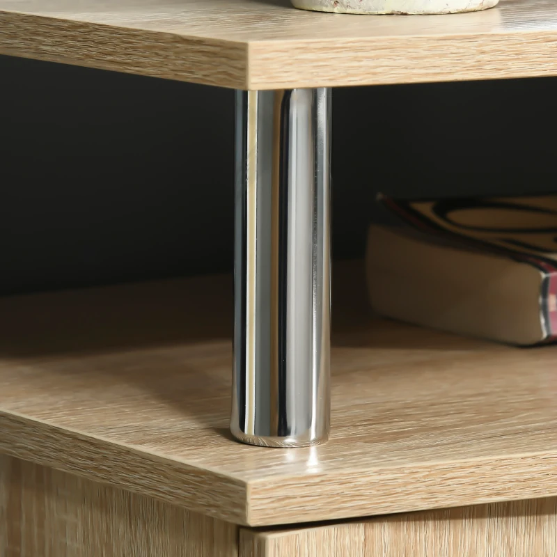 HOMCOM Mobile TV Moderno con 2 Ripiani, Fori Passacavi e 2 Armadietti in MDF 105x40x55cm - Quercia