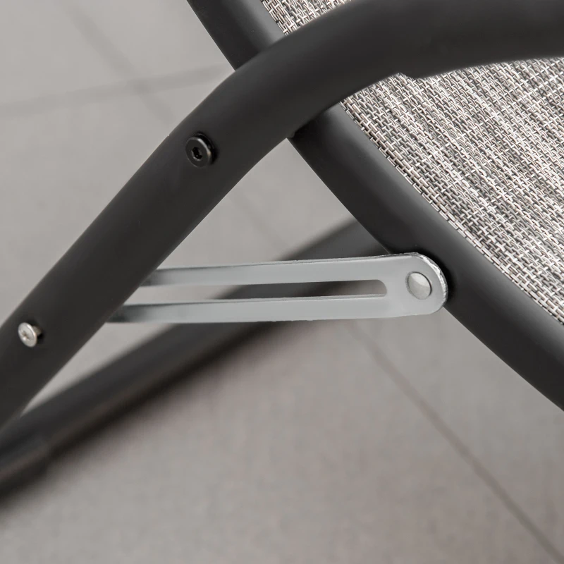 Outsunny Lettino Prendisole Pieghevole Ergonomico da Esterno in Metallo e Tessuto a Rete, 170x62x68cm, Grigio