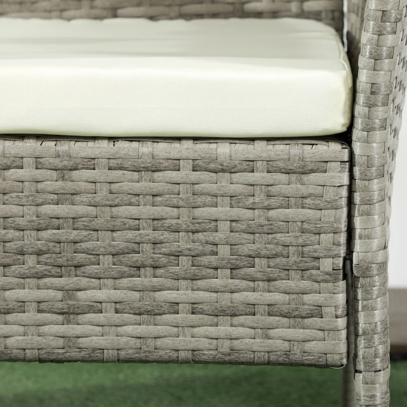 Outsunny Divanetto per Esterni 2 Posti con Tavolino da Caffè, in Acciaio e Rattan PE, 137x59x82 cm, Grigio e Crema