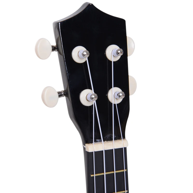 HOMCOM Ukelele Soprano para Principiantes con 4 Cuerdas de Nylon Ajustables Juguete educativo 53x17,5x6,2cm Negro