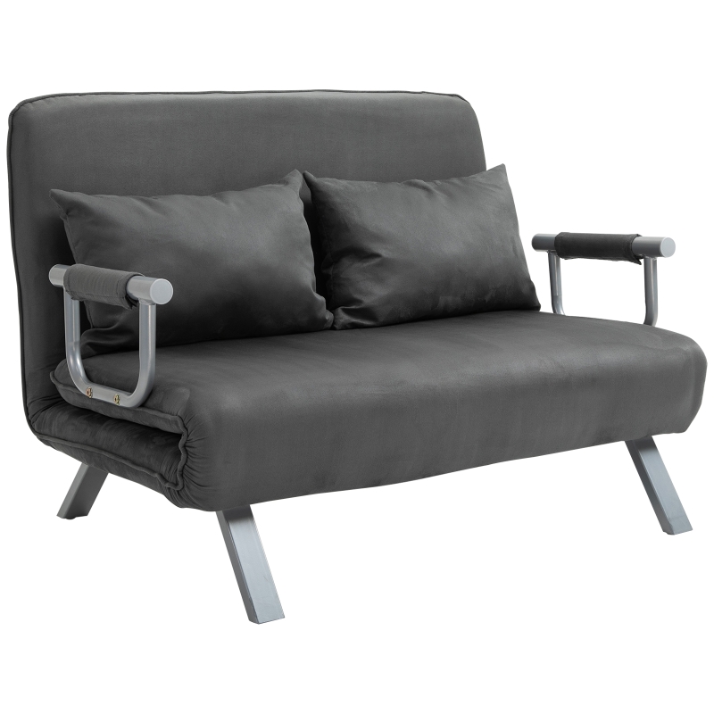 Hcore Divano Letto Futon Convertibile Splitback – Memory Foam, Braccioli Regolabili, Grigio (180x84 Cm)