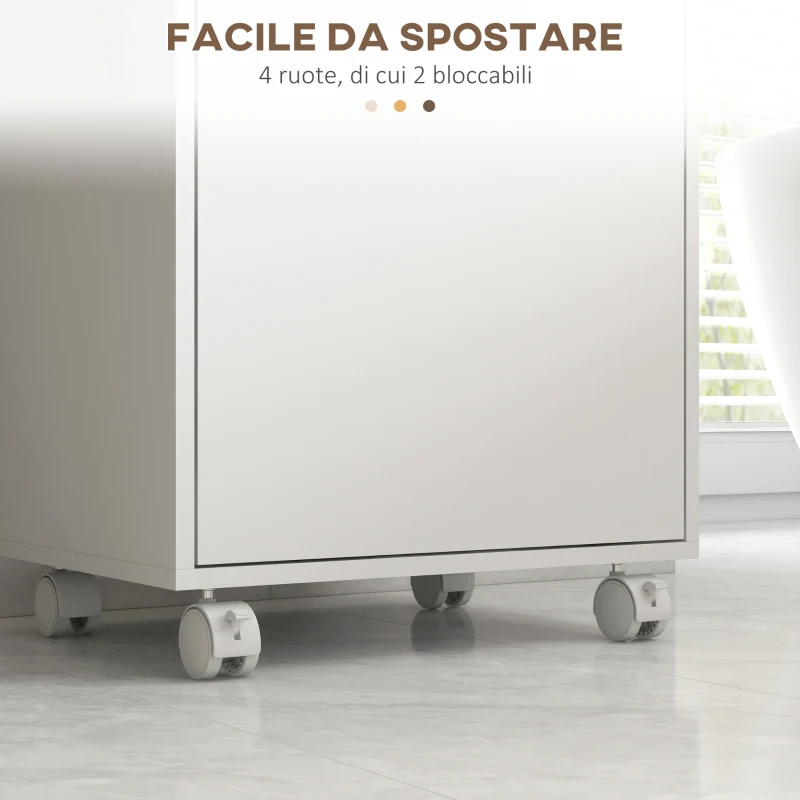 kleankin Mobiletto Bagno con Vassoio Rimovibile, Ripiano Aperto e Armadietto Chiuso, in Truciolato, 40x30x88 cm, Bianco