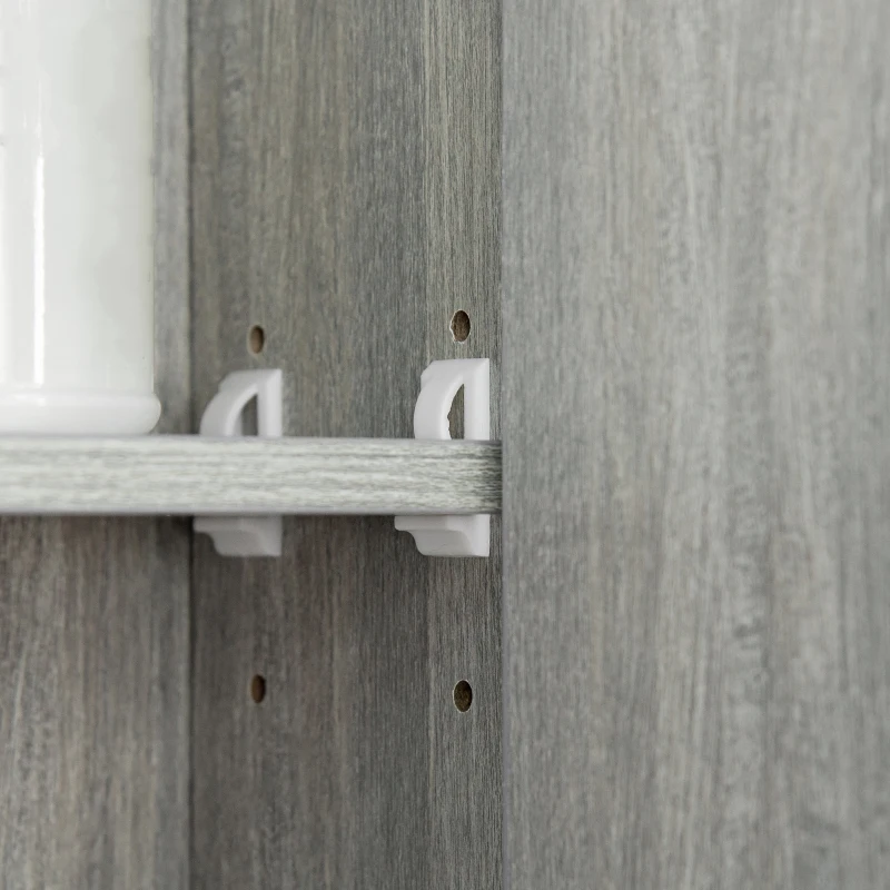 kleankin Armadietto con Specchio a 4 Sezioni con Ripiani Regolabili, in Legno e Vetro, 90x15x75 cm, Grigio