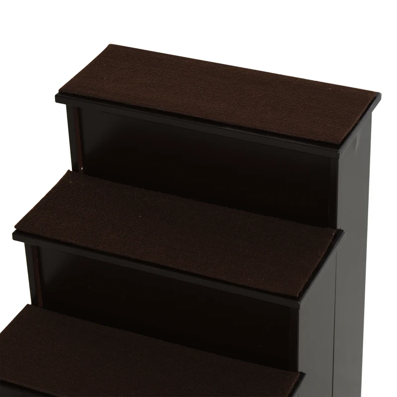 PawHut Haustiertreppe, für Hunde/Katzen, 4-stufig, Kurzplüsch, bis 30 kg, 40 x 59 x 54,2 cm, Dunkelbraun
