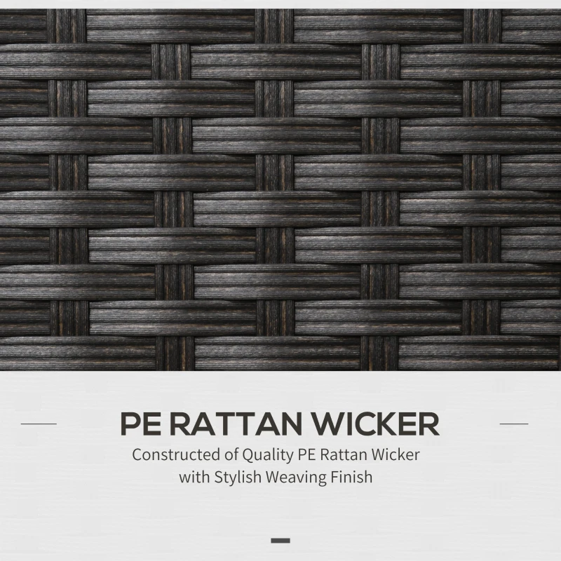 Outsunny 5 Piece Outdoor PE Rattan Corner Sofa Set with Cushions, Wicker Rattan Garden Furniture  with Wood-Effect Top Table, Brown