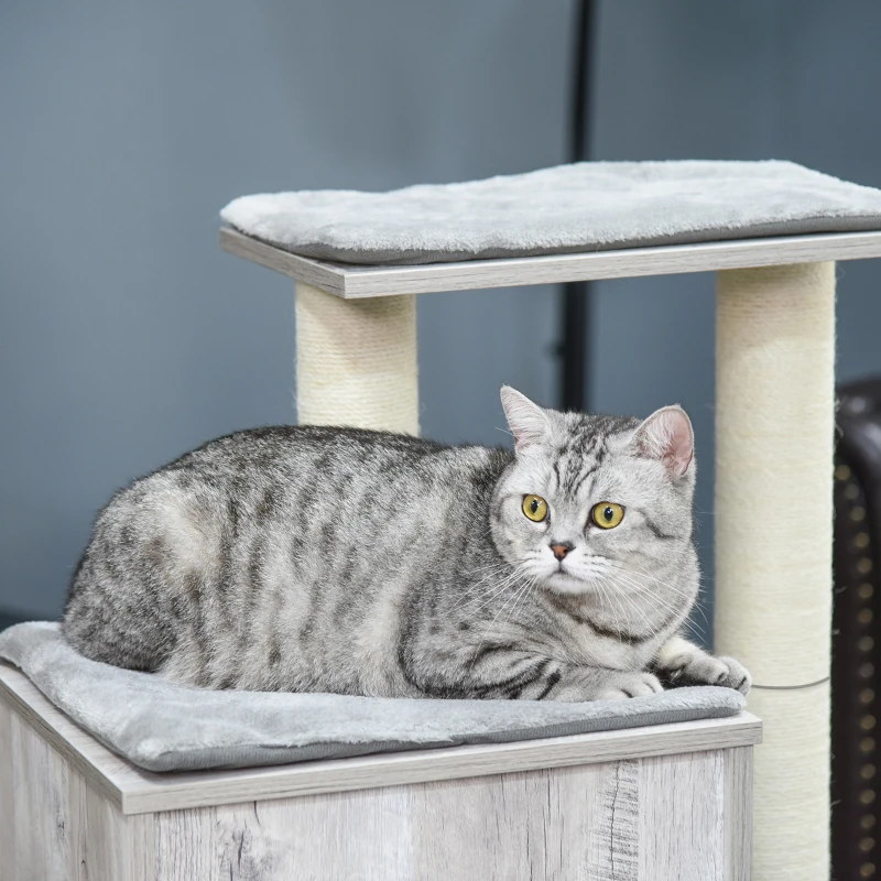 PawHut Cat Tree for Indoor Large Cats 113cm Kitten Tower Condo Jute Scratching Post Kitten Play House Activity Center Furniture