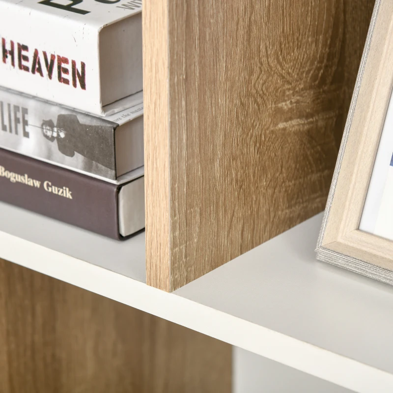 HOMCOM Mobile Libreria a 8 Ripiani per Soggiorno e Camera da Letto, in Legno, 100x27x124 cm, Rovere e Bianco