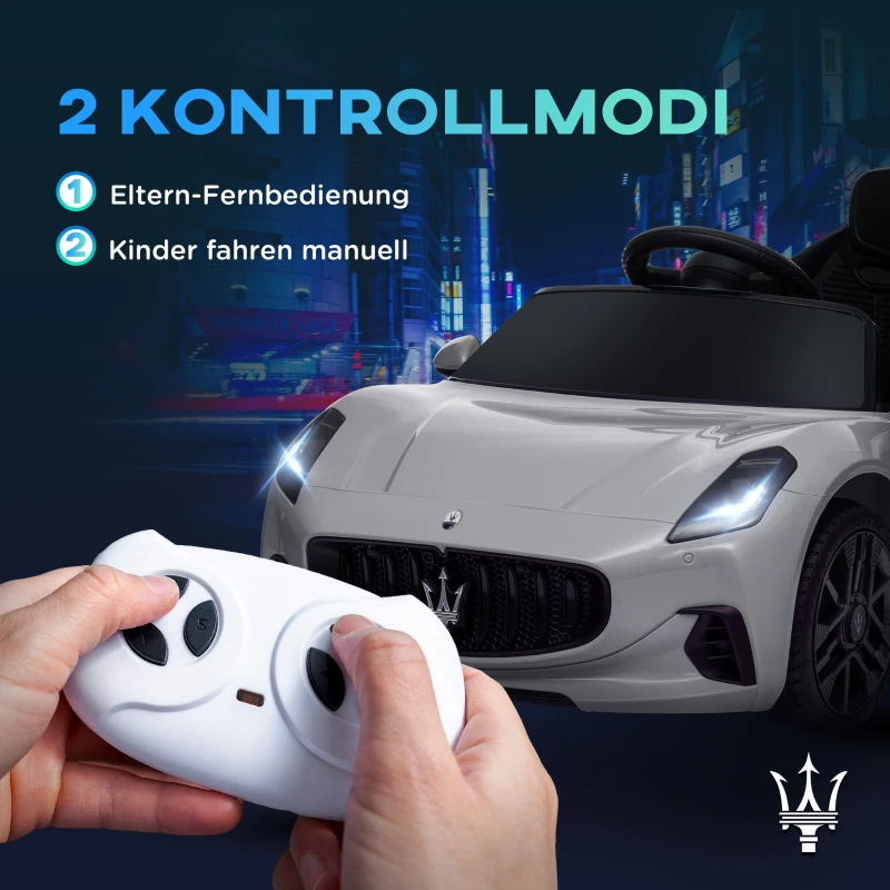 AIYAPLAY 12V Kinderelektrische Auto met LED-verlichting, Muziek, Claxon, voor Kinderen van 3-5 Jaar, Grijs