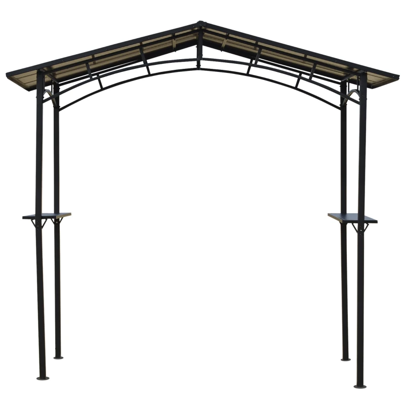 Outsunny Pavillon jardin 2,5 x 1,5 m - abri barbecue - 2 étagères - toit de barbecue - métal noir toit polycarbonate