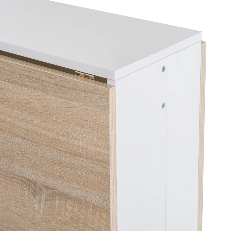 HOMCOM Klapptisch, Esstisch mit klappbarer Arbeitsplatte, Schreibtisch, Arbeitsstation, Beistelltisch, Spanplatte, Eiche, Weiß, 103 x 76 x 73,5  cm