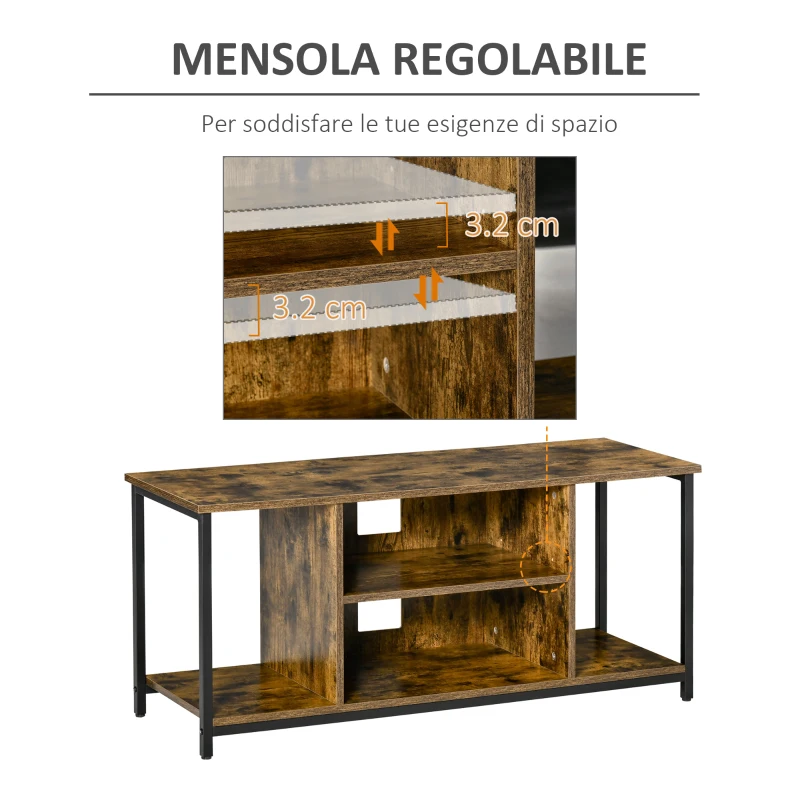 HOMCOM Mobile TV da Salotto in Stile Industriale, Legno e Acciaio, 110x40x50cm