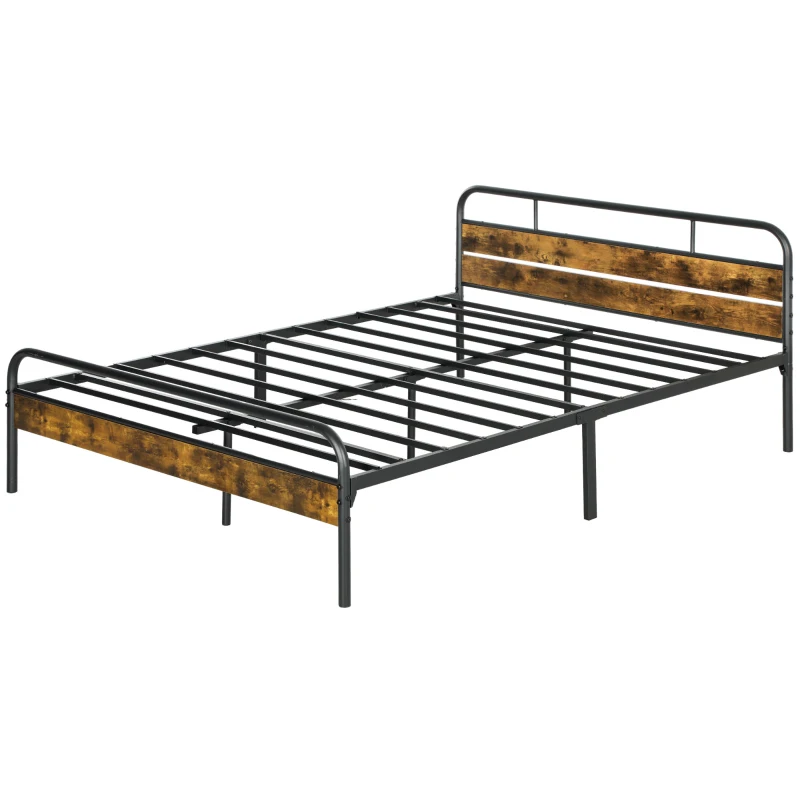 HOMCOM Industrial-Style King Bed Frame - Black/Brown