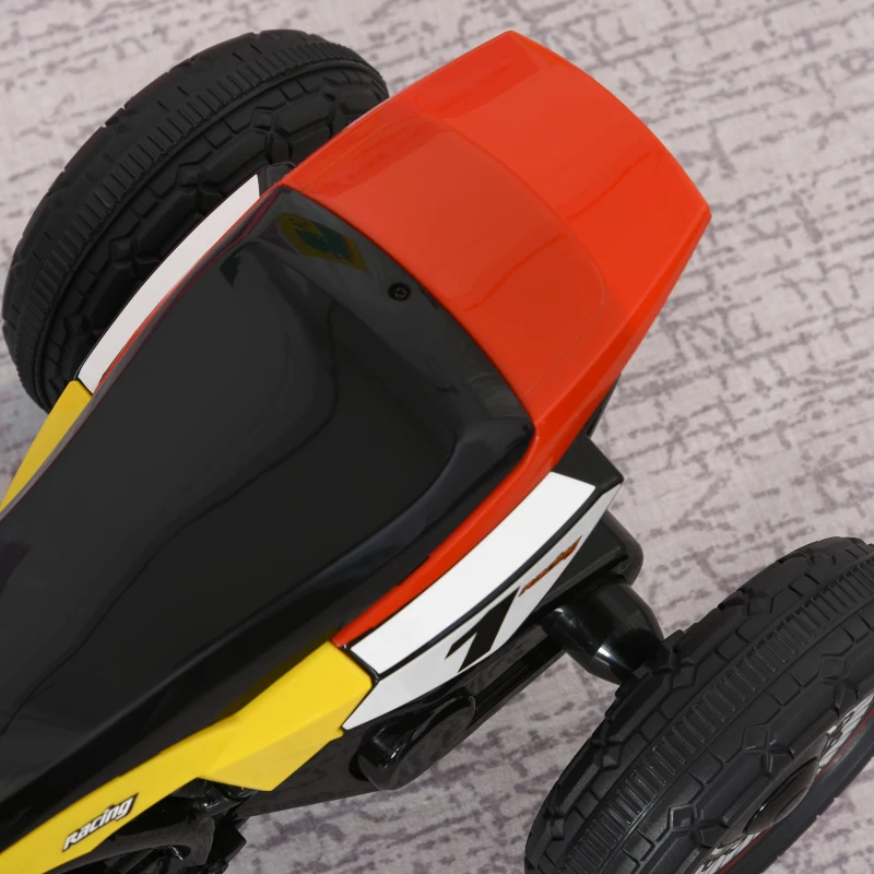 HOMCOM Triciclo per Bambini Stile Moto a Pedali con Luci e Suoni, 3 Ruote Larghe, Età 18-36 Mesi, 71x40x51cm, Rosso