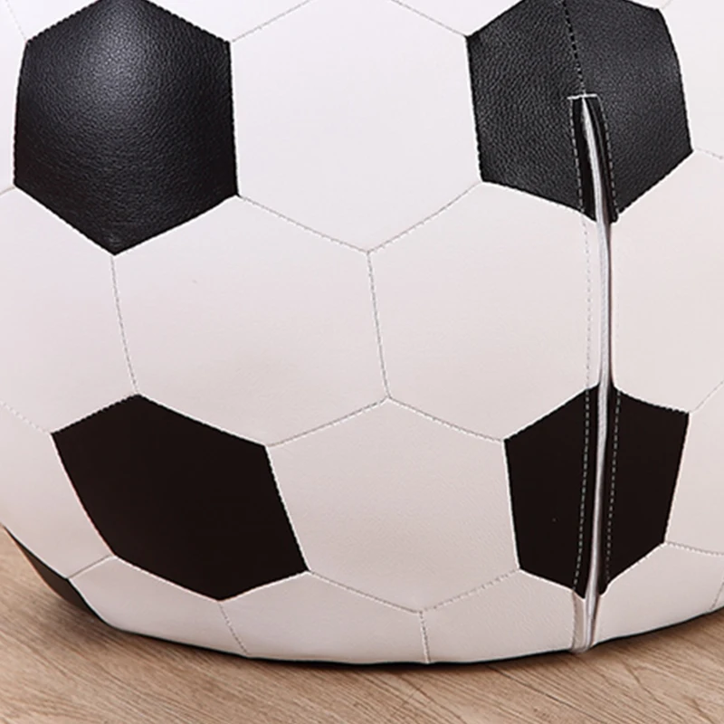 HOMCOM Kindersessel inkl. Hocker Kindercouch Kindersofa Fußball Kinderzimmer Sitzmöbel Weiß Schwarz für 3-7 Jahre alt