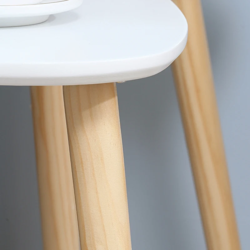 HOMCOM Lot de 2 tables basses gigognes design scandinave pieds en bois et plateau en bois, blanc