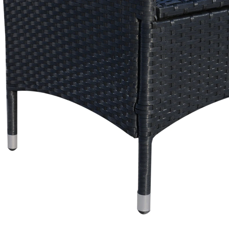 Outsunny Balkonmöbel Set für 2 Personen Sitzgruppe Rattan Gartenset Polyrattan Schwarz