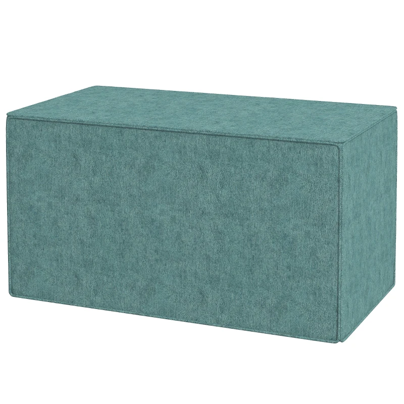 HOMCOM Poggiapiedi 2 in 1 con Rivestimento Rimovibile in Tessuto Effetto Lino, 75x41x41 cm, Verde