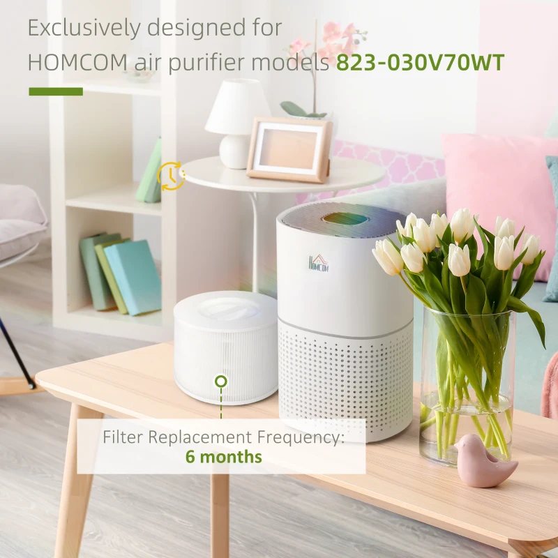 HOMCOM Air Purifier Filters Replacement for 823-030V70WT, 3-in-1 Pre, Activated Carbon, H13 HEPA Filter, for Home, 1 Pack, White