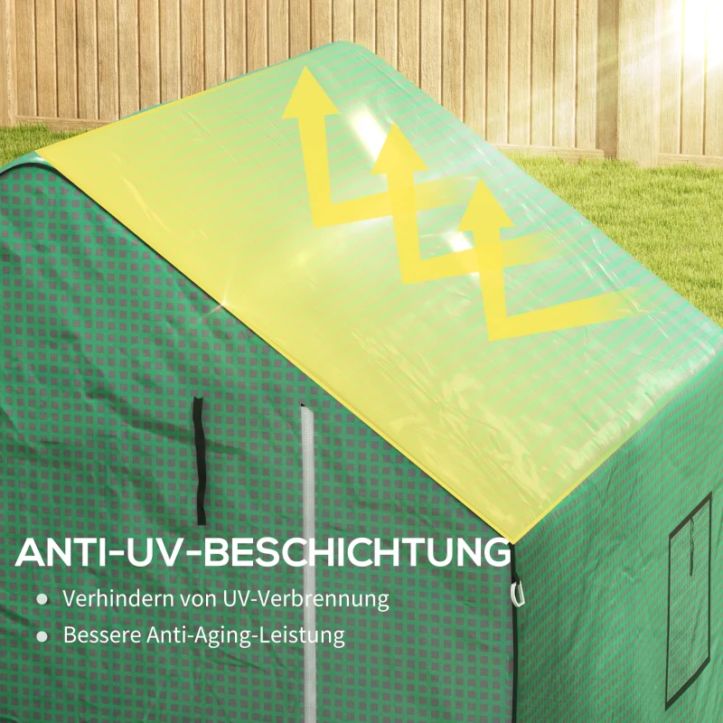 Outsunny Gewächshaus-Folie, Ersatzplane, wasserdicht, aufrollabare Fenster & Tür, 140 x 143 x 190 cm, Grün