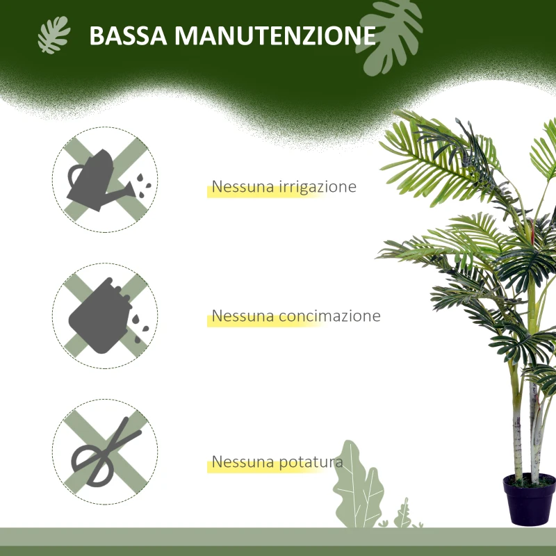 Outsunny Pianta Finta Palma Artificiale in Vaso da 150cm per Interni ed Esterni