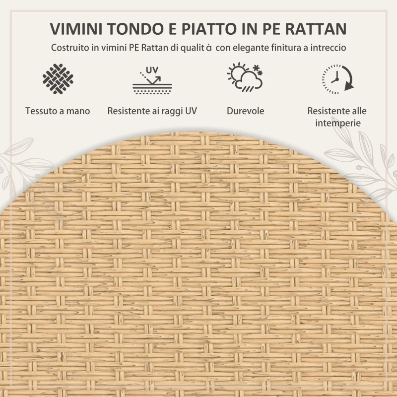 Outsunny Set da Giardino 7 Pezzi in Rattan PE con Tavolo da Pranzo 153x89x74 cm e 6 Sedie 52x62x78 cm con Cuscini