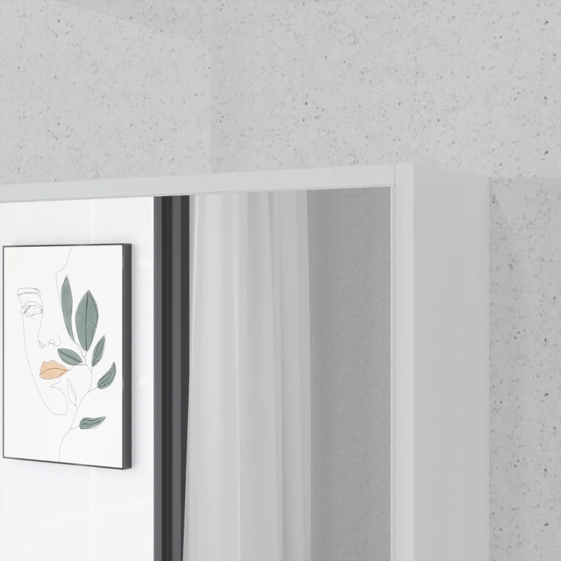 kleankin Armadietto Bagno con Specchio, Ripiani e Scaffale Regolabile, Montaggio a Parete, 60x15x76cm, Bianco