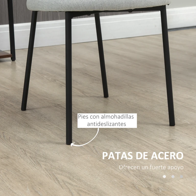 HOMCOM Juego de 2 Sillas de Comedor con Respaldo y Patas de Acero para Salón Cocina Carga 120 kg 46x59x82 cm Gris Claro